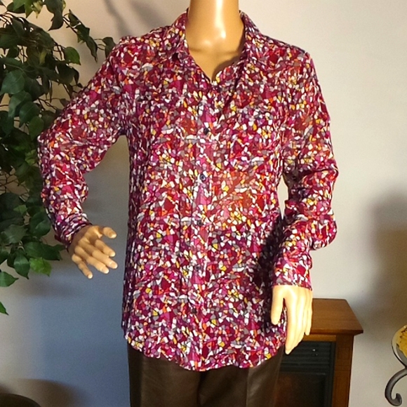 Colorful, Sheer Liz Claiborne Blouse, size medium - Picture 1 of 9